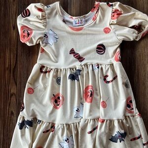Dot Dot Smile girls size 5/6 Fall Halloween Pumpkin Ghost Short Sleeve Dress